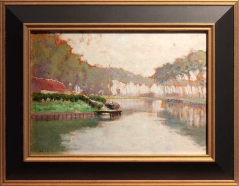 Rene De Braux painting Canal Bruges Sluis